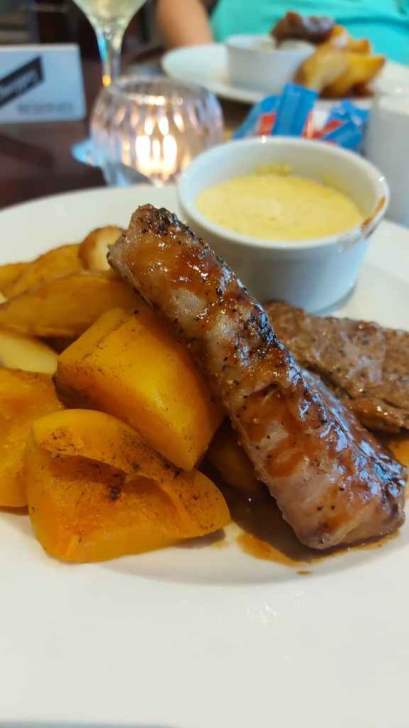 juicy steak with sauce 